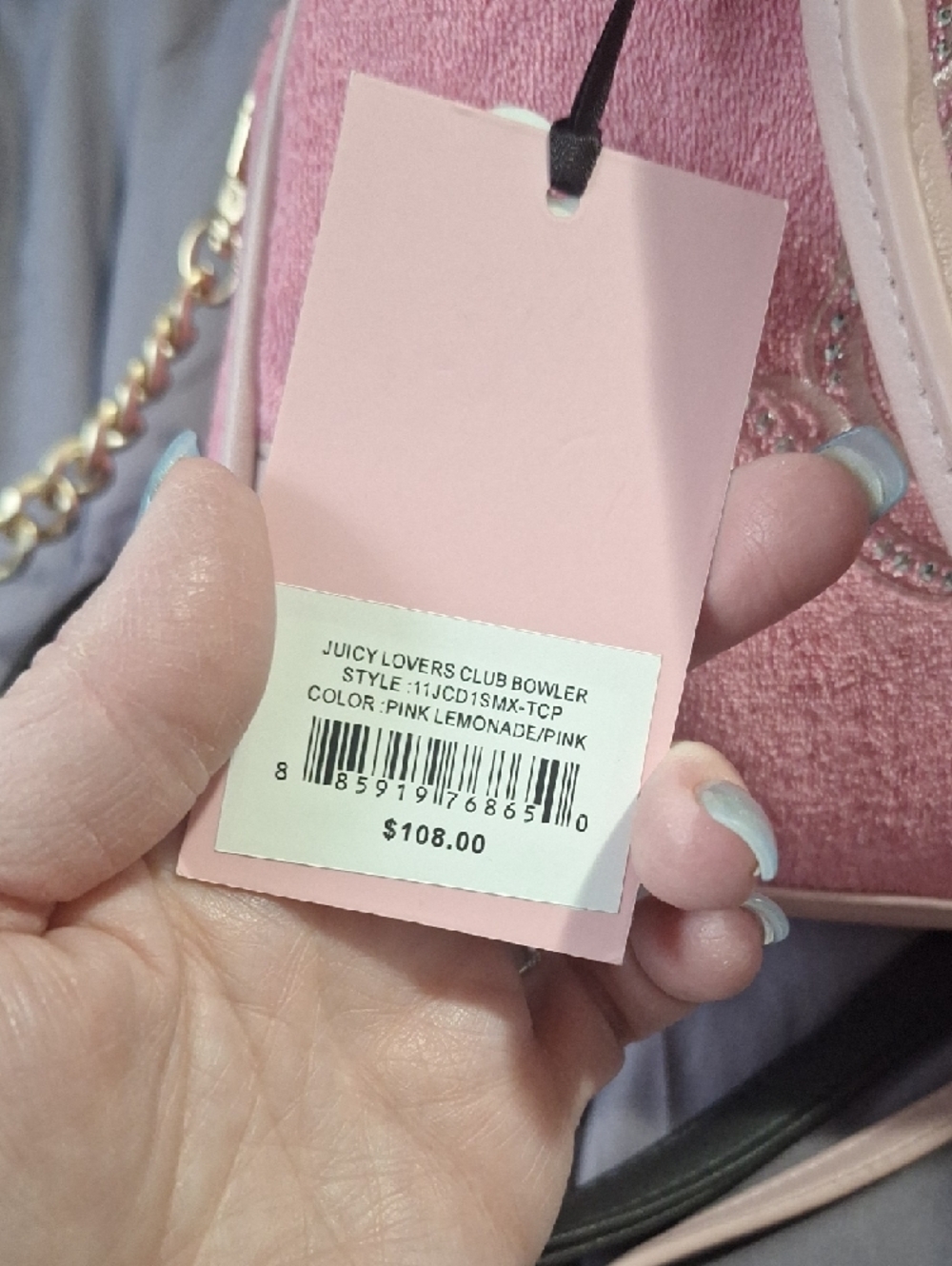 EXCLUSIVE Juicy Couture Pink Suede Dome Satchel with Gold Charm - Picture 9 of 9